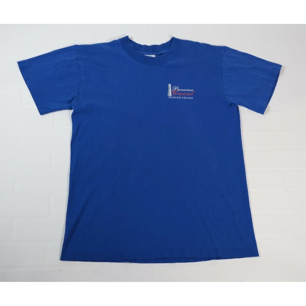 Princess Cruises T Shirt Mens XL Blue Panama Canal Graphic Vintage 90s Souvenir